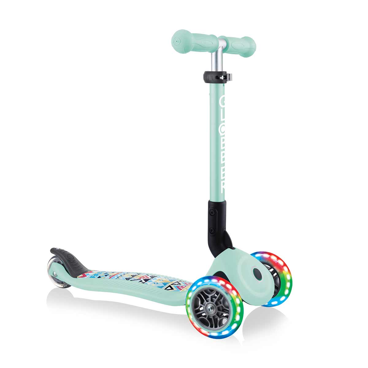 Сгъваема Тротинетка Със Светещи Колела Globber Junior Fantasy Lights Ментово Зелена - Тротинетки - Globber - BebeMama