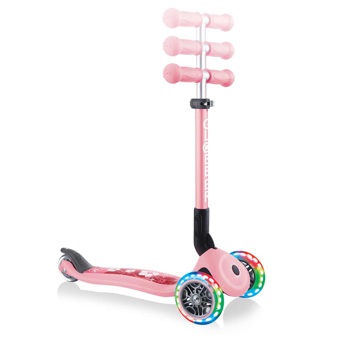 Сгъваема Тротинетка Със Светещи Колела Globber Junior Fantasy Lights Пастелно Розова --- BebeMama