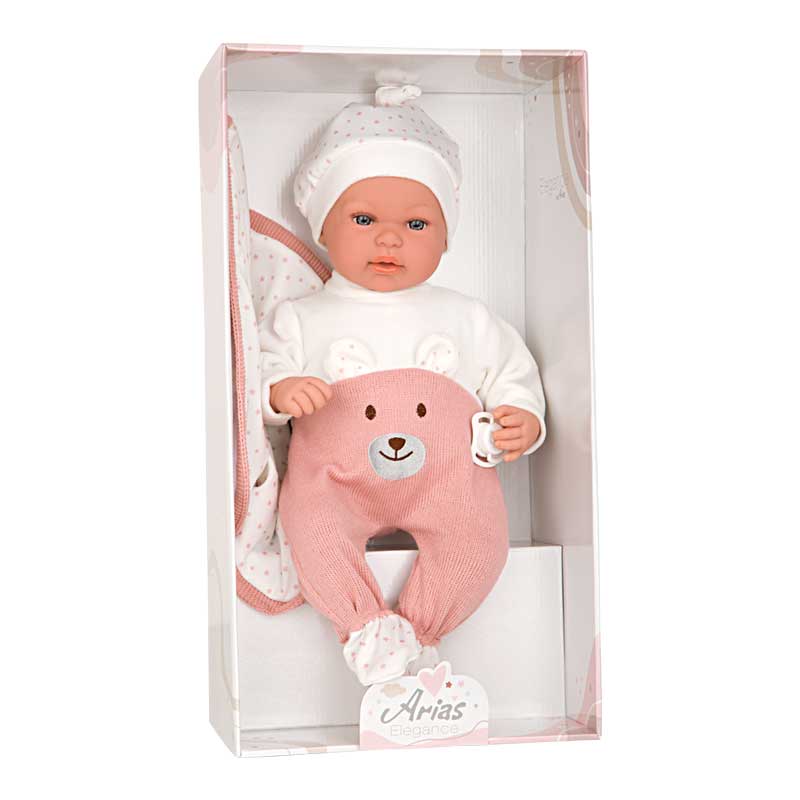 Păpușa Râzătoare Missy cu Scutec Roz - 45 Cm