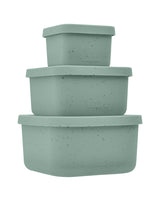 Set de 3 cutii alimentare din silicon platinat, salvie