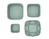 Set de 3 cutii alimentare din silicon platinat, salvie