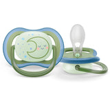 Светеща Залъгалка Ultra Air Philips Avent + Стерилизаторна Кутия, 18 М+. Звезда/Луна, 2 Бр.