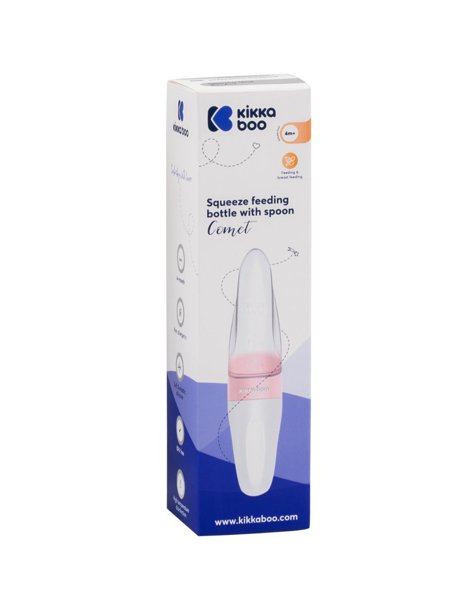 Шише Силиконово С Лъжичка 90мл. Comet Pink Kikkaboo