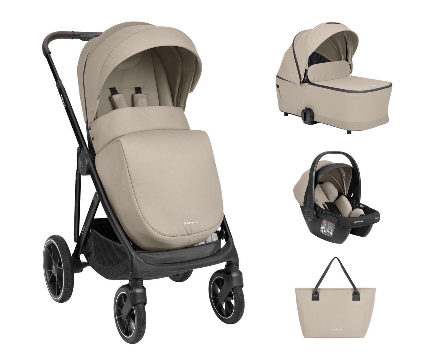 Комбинирана Количка 3в1 С Кош За Новородено Chiara Beige Kikkaboo