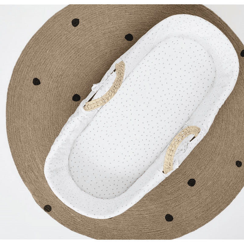 Чаршаф За Кошница Количка За Спане Moses Basket 30x70 См. Printed White Rice The Little Green Sheep
