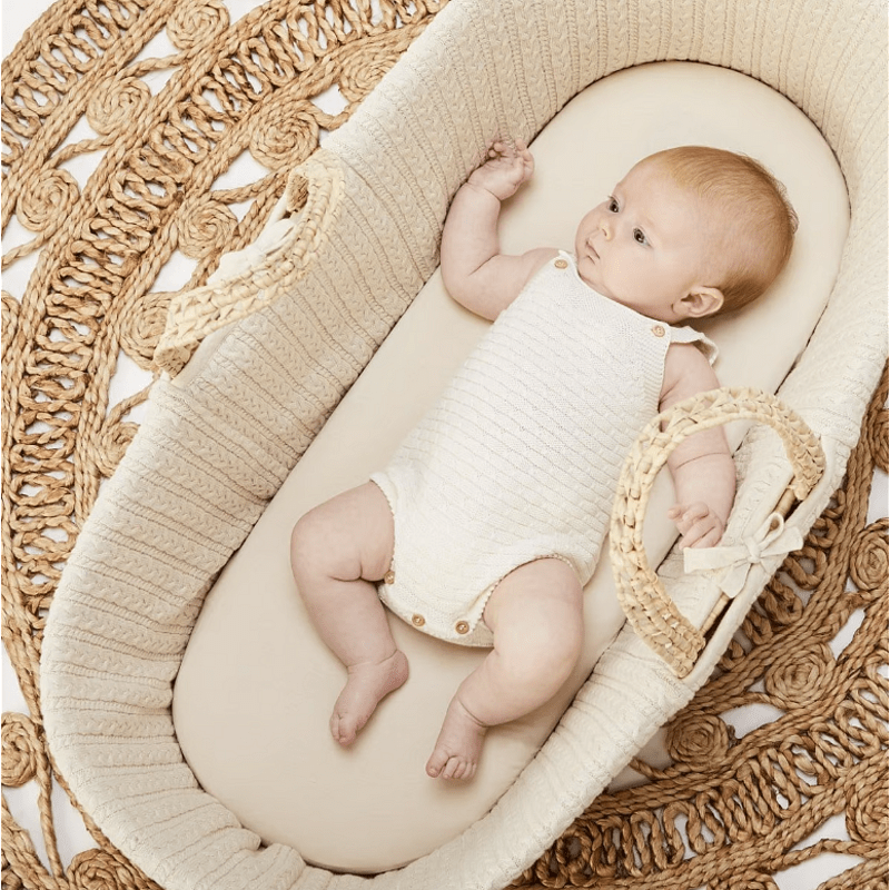 Кошница За Спане Moses Basket, Матрак И Стойка За Люлеене Bundle Linen The Little Green Sheep