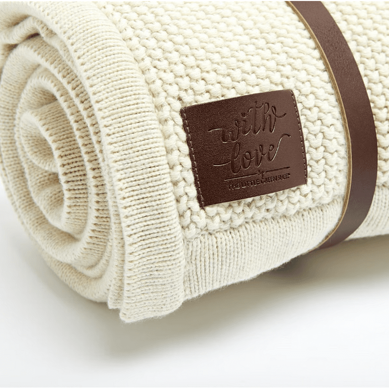 Плетено Поларено Бебешко Одеяло 80х100 См. Linen The Little Green Sheep