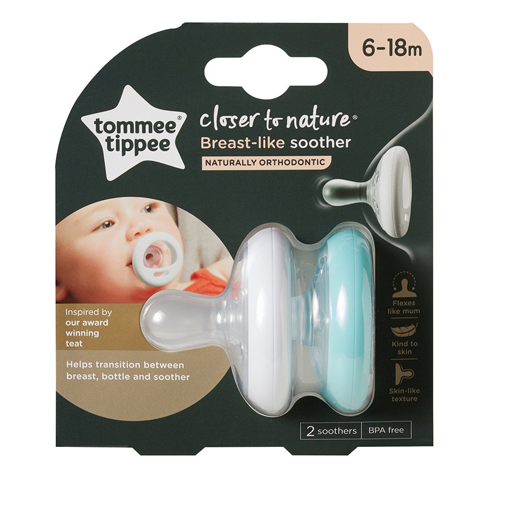Tommee Tippee Ортодонтични Залъгалки Breast-Like 2Бр/Оп, 6-18М