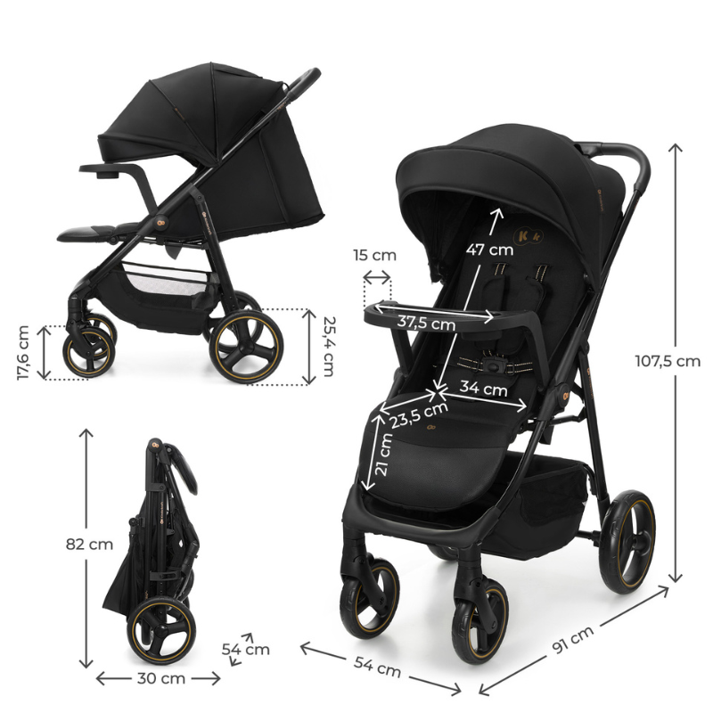 Trig 3 Бебешка Количка С Табла Onyx Black Kinderkraft