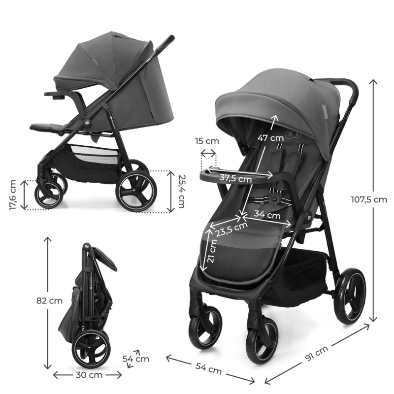 Trig 3 Бебешка Количка С Табла Granite Grey Kinderkraft