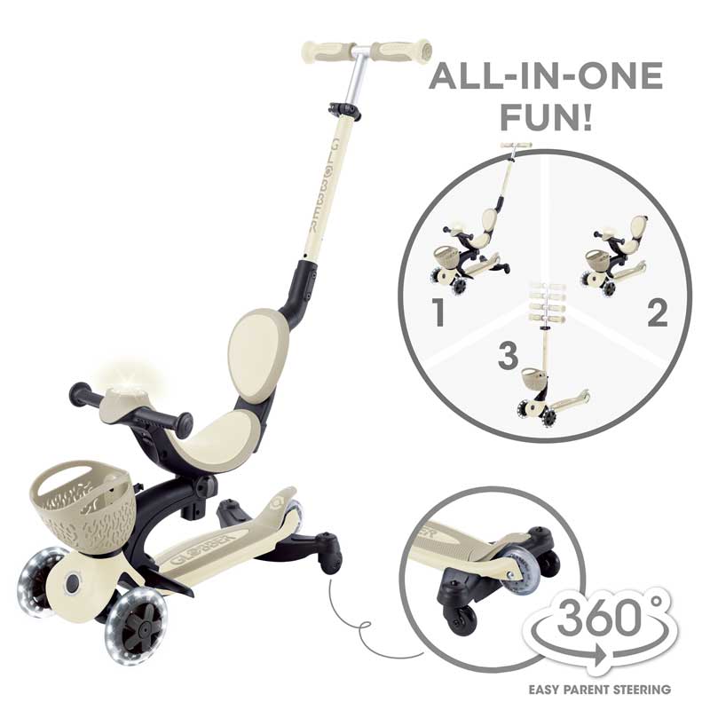 Тротинетка 5 В 1 Baby Learn 360° Flash Lights Бежова Globber