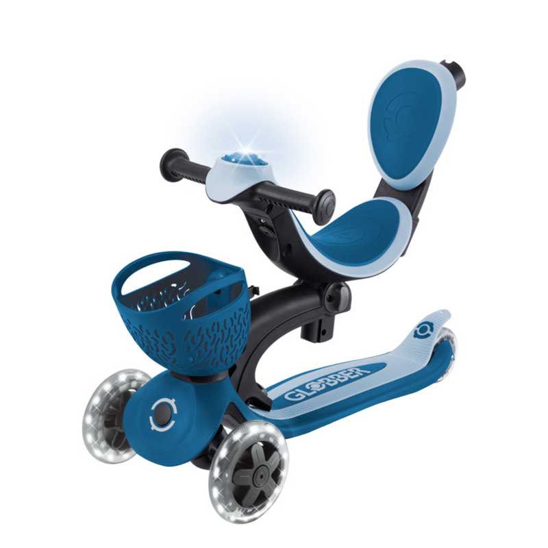 Тротинетка 5 В 1 Globber Go Up Baby Learn 360° Flash Lights, Тъмно Синя