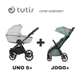 Uno 6+ Бебешка Количка 2в1 142 Risso + Jogo+ Mint Tutis