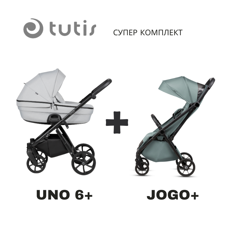 Uno 6+ Бебешка Количка 2в1 142 Risso + Jogo+ Mint Tutis