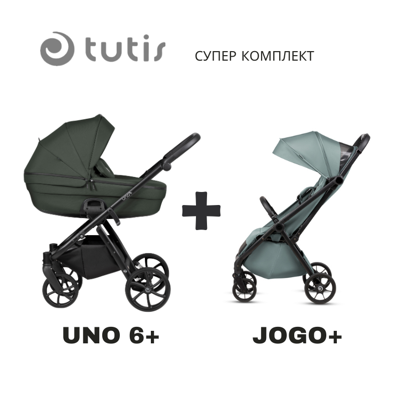 Uno 6+ Бебешка Количка 2в1 144 Pistaccio + Jogo+ Mint Tutis