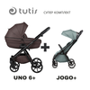 Uno 6+ Leather Бебешка Количка 2в1 177 Cioccolata + Jogo+ Mint Tutis