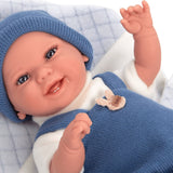 Усмихната Кукла Бебе С Тъмносиньо Костюмче И Одеялце, Реално Тегло 35 См Arias