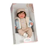 Усмихната Кукла-Бебе Зори В Кадифен Костюм И Шапчица - 45 См