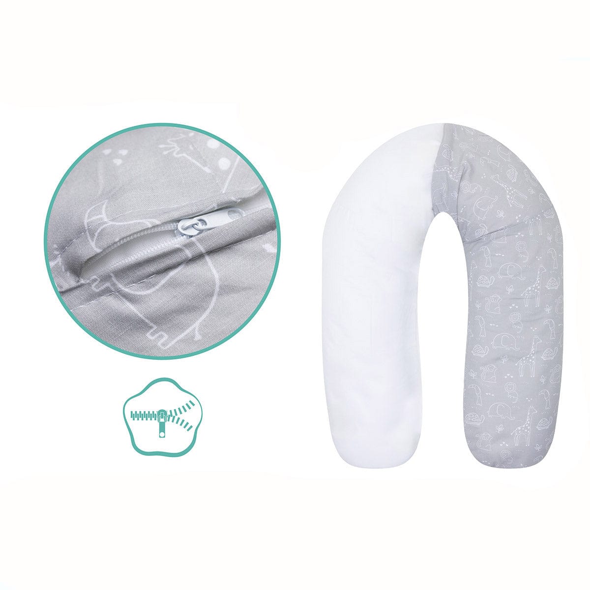 Fillikid Възглавница За Бременност И Кърмене С Памучен Калъф - 190 См - Safari