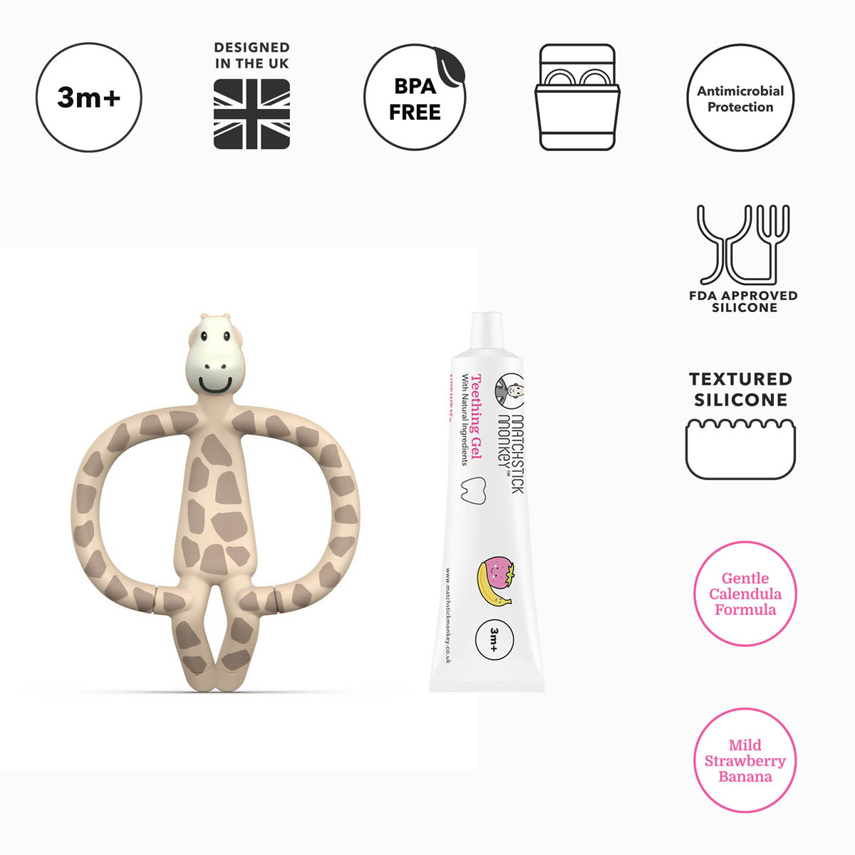 Matchstick Monkey Чесалка С Апликатор И Гел За Никнещи Зъбки -Giraffe Gigi