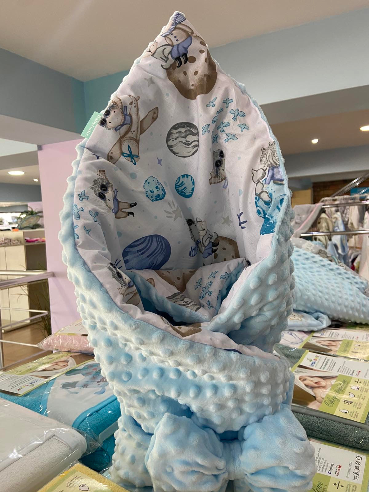 Двулицева Пелена За Изписване "прегърни Ме" + Панделка Зима Moon Blue Minky Galix