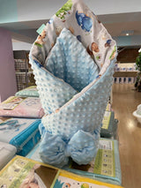 Двулицева Пелена За Изписване "прегърни Ме" + Панделка Зима Dino Blue Minky Galix