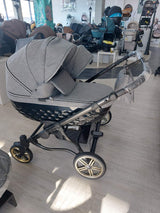 Количка За Близнаци 3в1 Duo Lux 3d Сив Лен Adbor