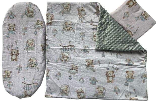 Комплект За Количка Baby Dreams Winter 3ч С Чаршаф С Ластик Бежово Мече В Кошничка Galix