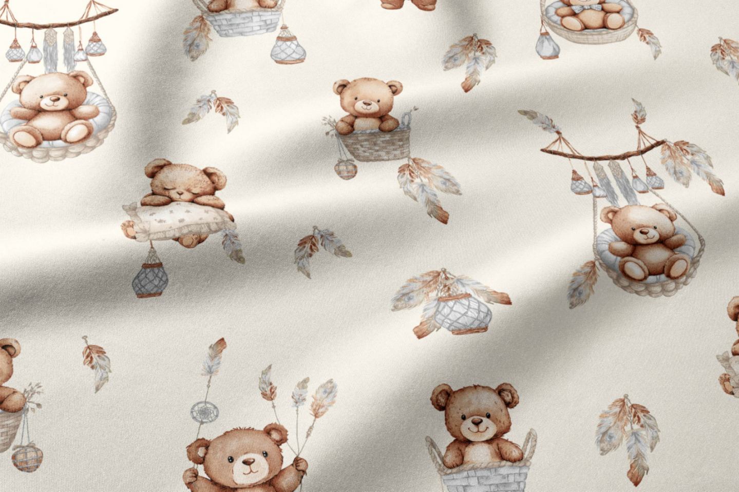 Комплект За Количка Baby Dreams Winter 3ч С Чаршаф С Ластик Бежово Мече В Кошничка Galix