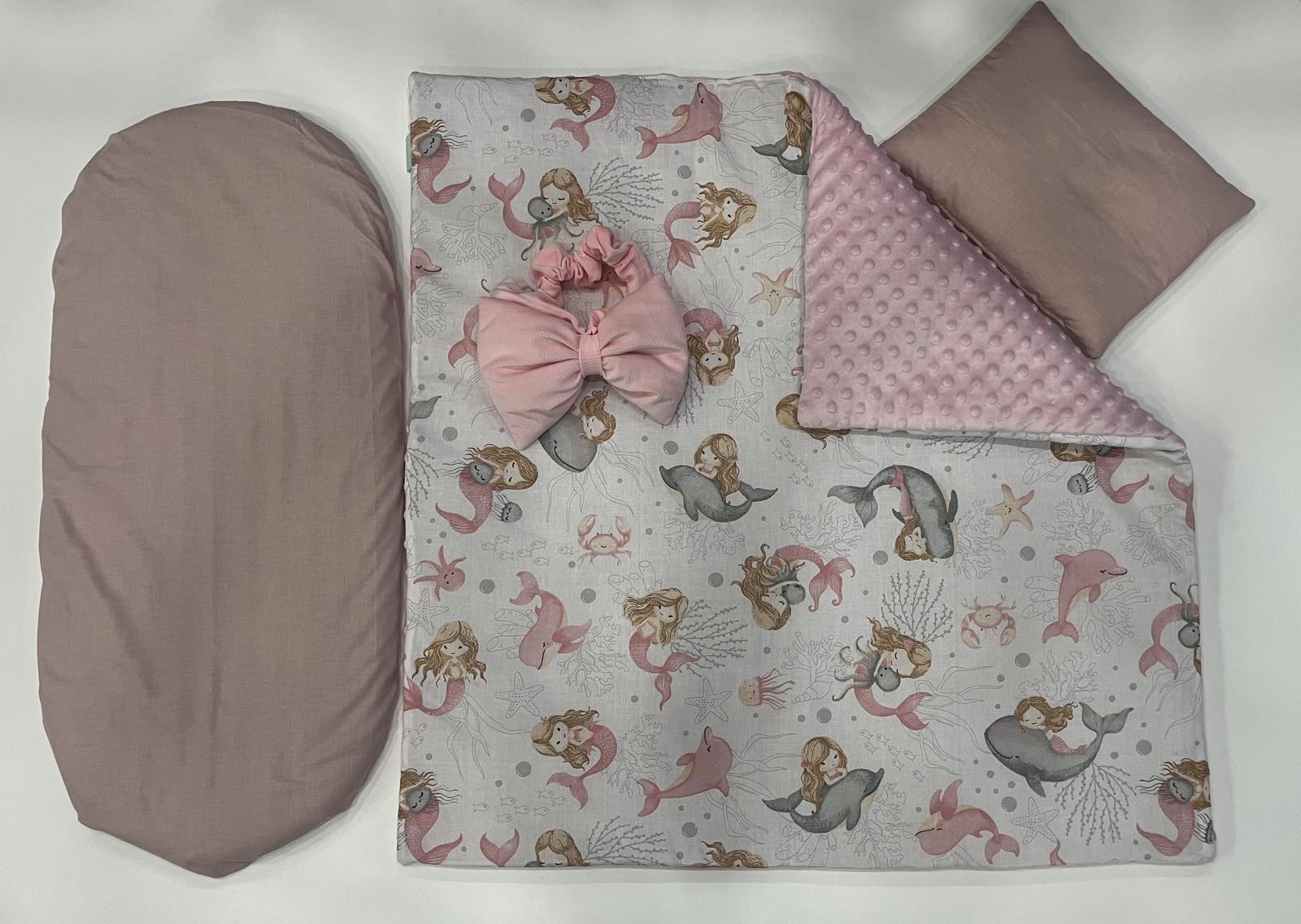 Комплект За Количка 3ч + Панделка За Изписване Зима Русалка Розов Бабъл Galix