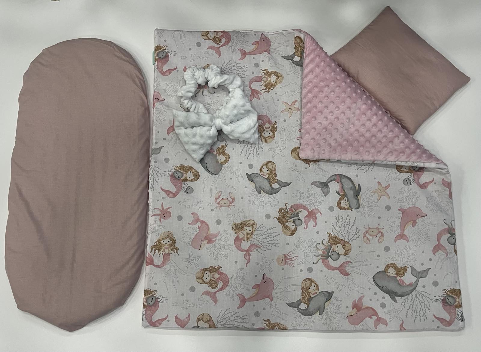 Комплект За Количка 3ч + Панделка За Изписване Зима Сънливко Розов+бяла Панделка Galix