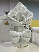 Двулицева Пелена За Изписване "прегърни Ме" + Панделка Зима Сиво Лисиче С Бял Бабъл Galix