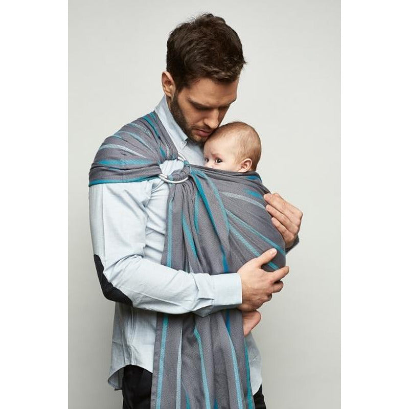 Слинг За Новородено Бебе Hug Me Diamond Turquoise And Graphite Stripes Zaffiro