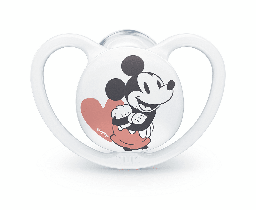 Nuk Биберон Залъгалка Силикон 18-36 Мес. 1Бр Space Mickey+ Box - Бял
