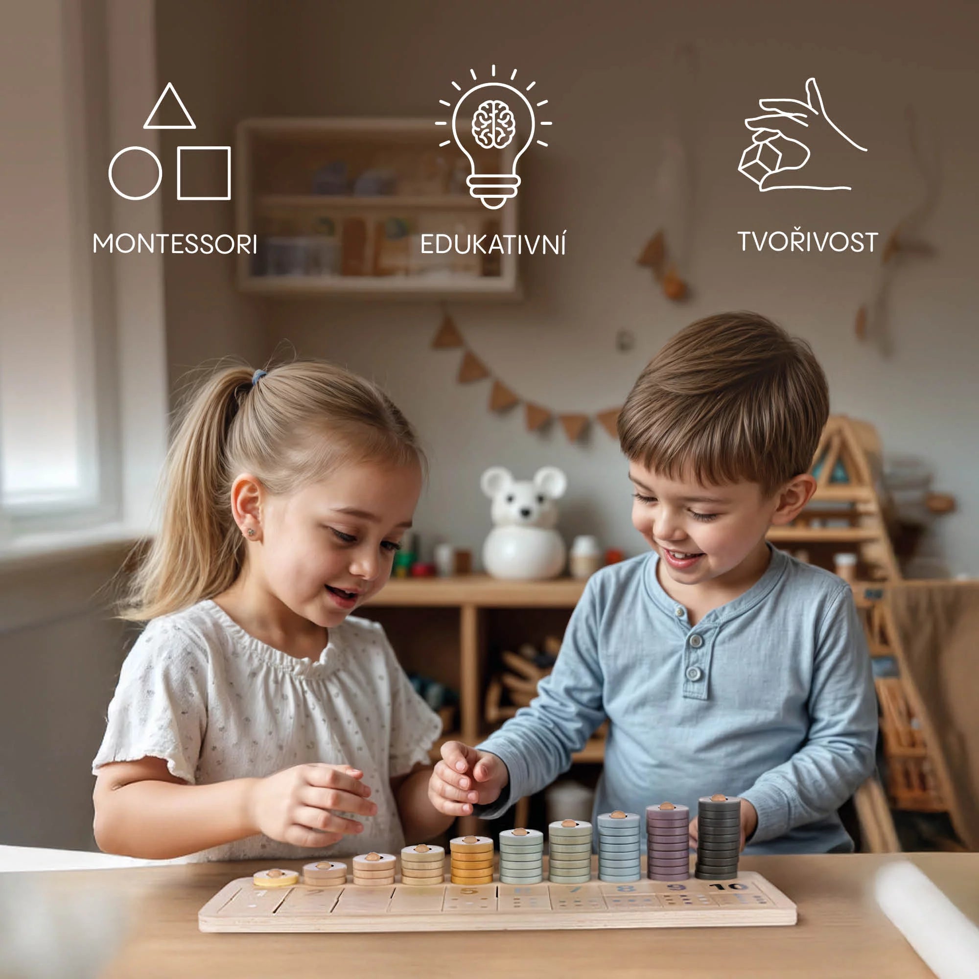 Дървена Монтесори Играчка Counting Zopa
