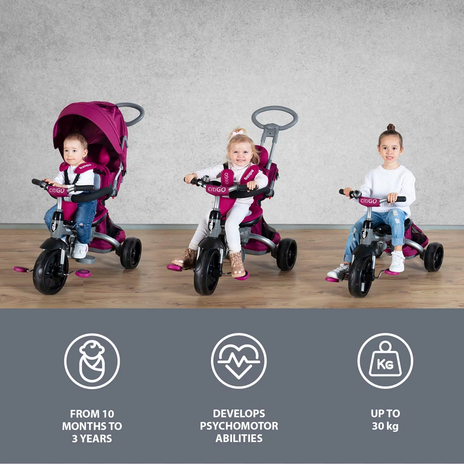 Детска Триколка Citigo Mulberry Pink Zopa