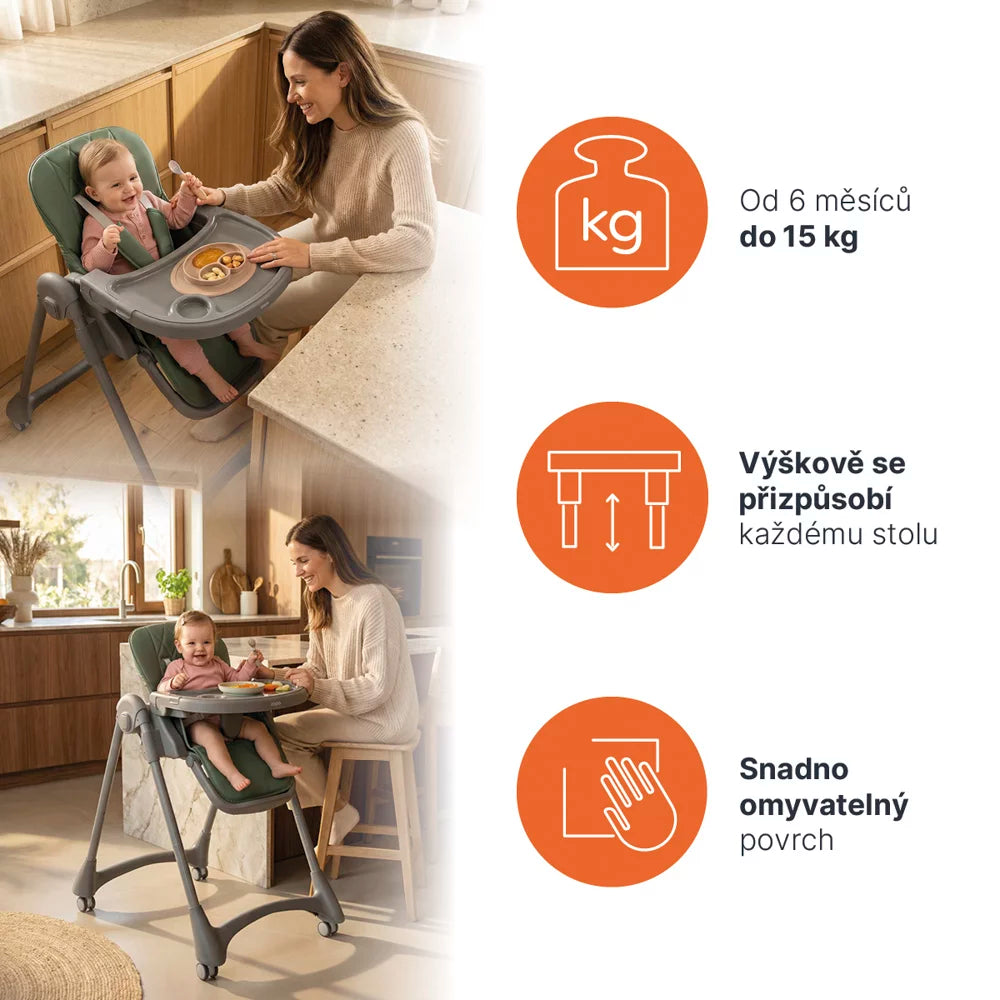 Детско Столче За Хранене Primo District Green Zopa