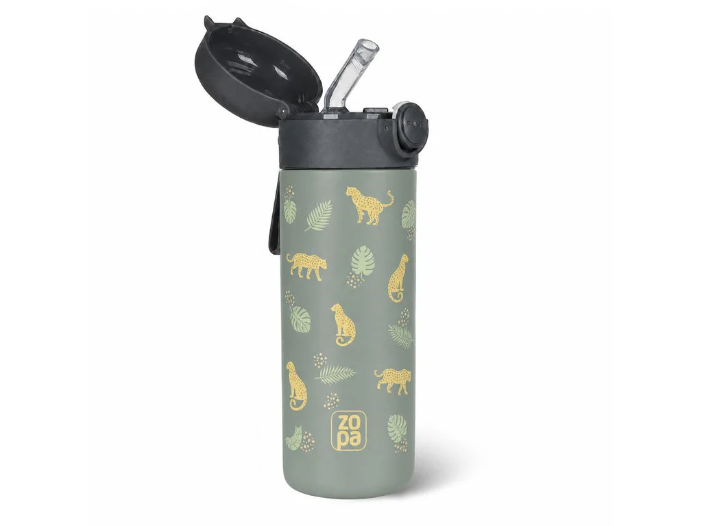 Термо Бутилка Със Силиконова Дръжка И Накрайник За Пиене 350 Ml Wild Gepard Zopa