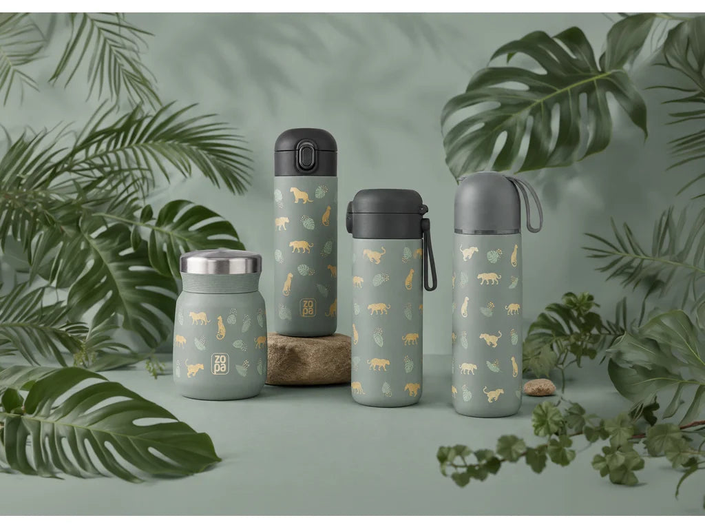 Термо Бутилка Със Силиконова Дръжка И Накрайник За Пиене 350 Ml Wild Gepard Zopa