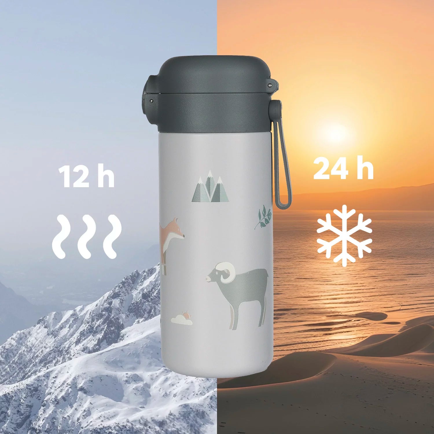 Термобутилка Със Силиконов Държач И Накрайник За Пиене 350 Ml Safari Zopa