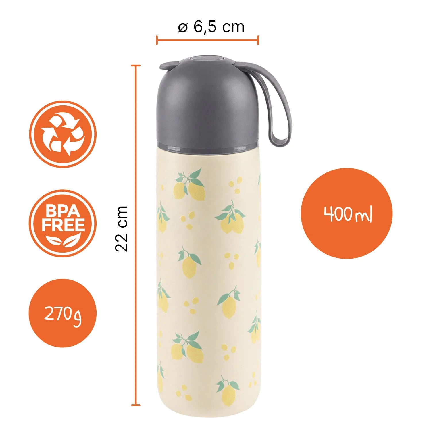 Термос Със Силиконова Дръжка 400 Ml Limoncello Zopa