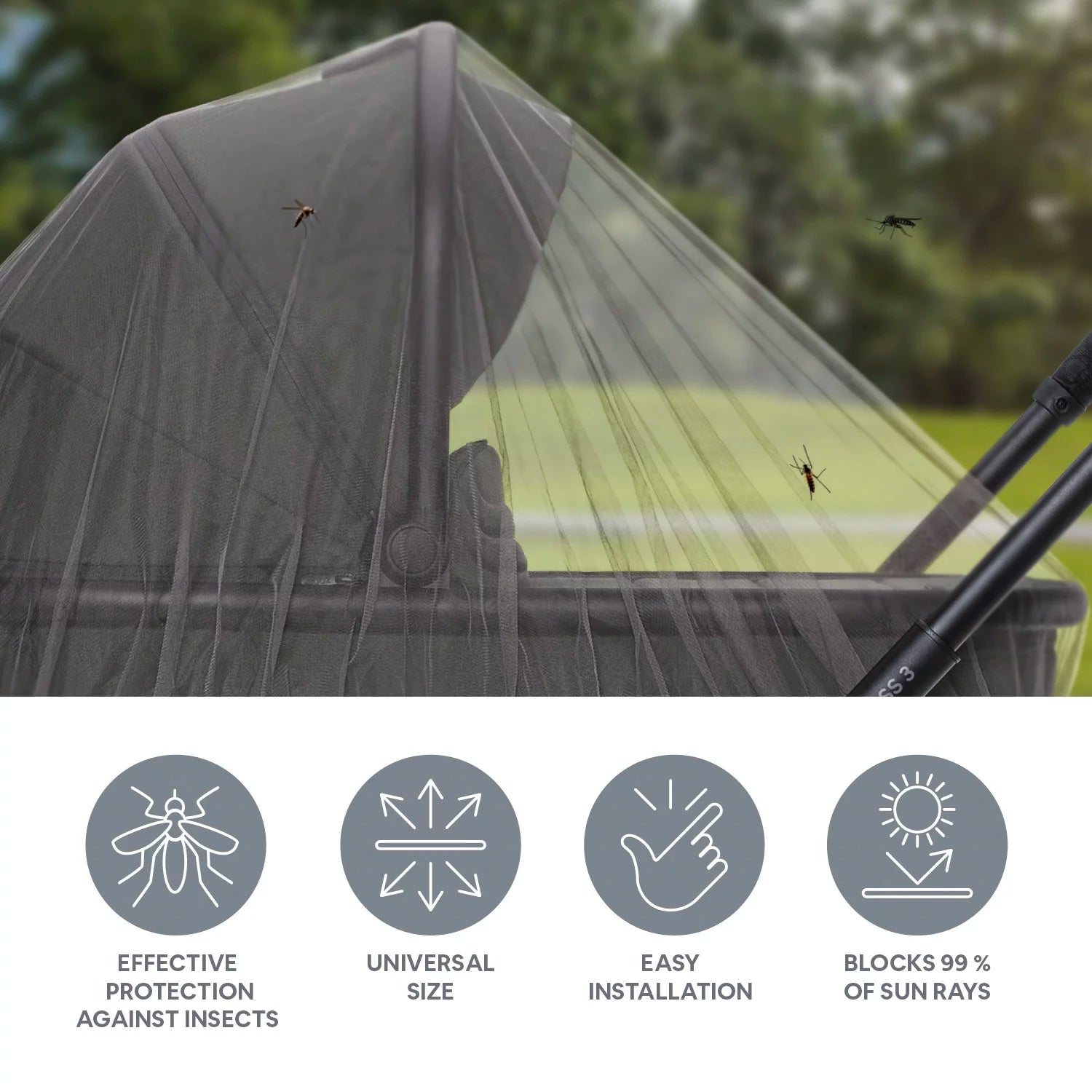 Универсална Мрежа Против Комари За Количка Black Zopa