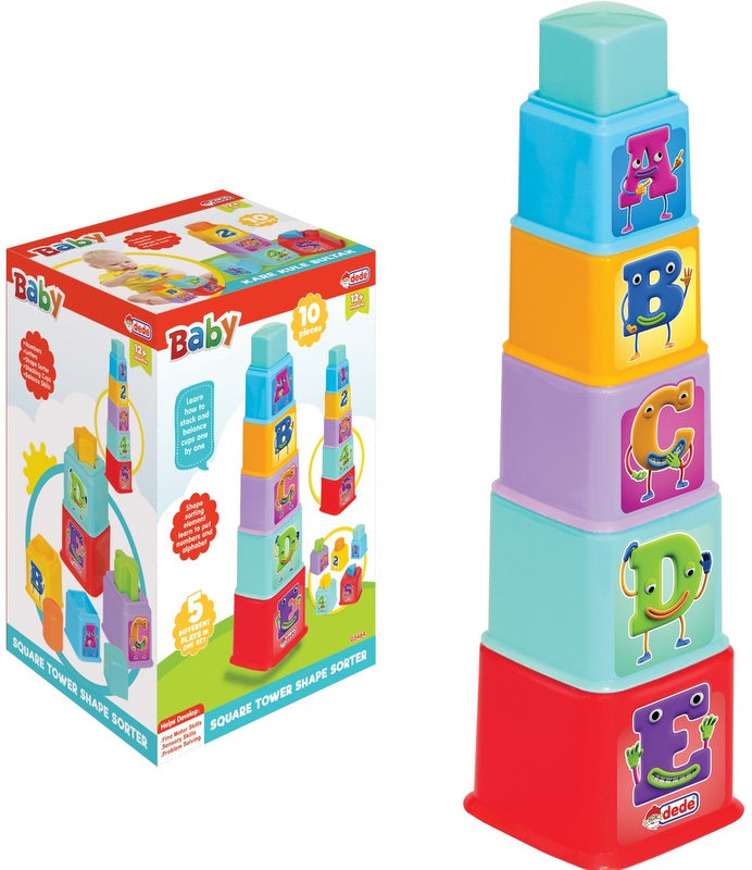 Квадратна Кула За Сортиране С Елементи За Сортиране За Всяко Блокче - Играчки - TheSmileOfYourBaby - BebeMama