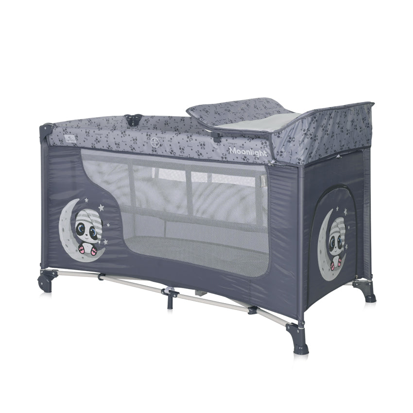 Кошара Moonlight 2 Нивa Cool Grey Pandas - Сгъваеми Кошари 2 Нива - Lorelli Classic - BebeMama