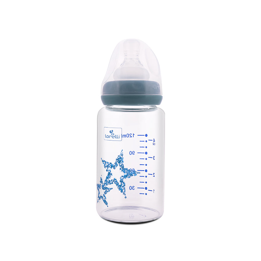 Стъклено Шише Anti Colic 120 Мл Moonlight Син --- BebeMama