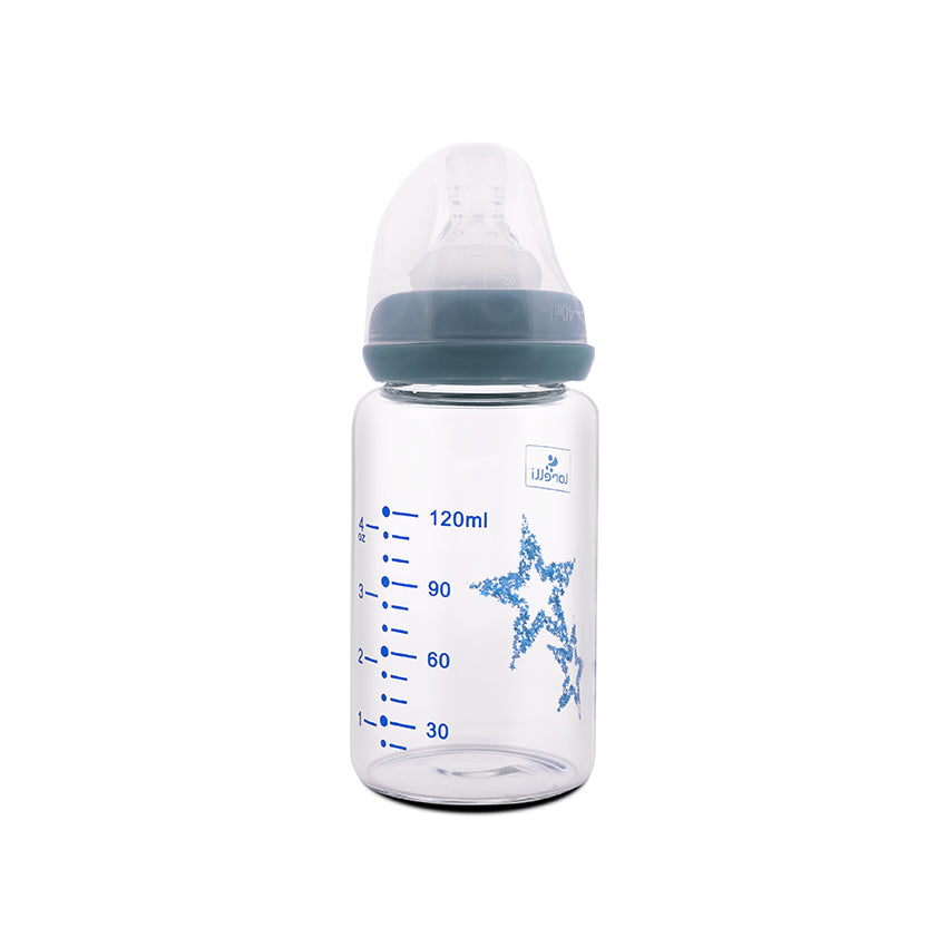 Стъклено Шише Anti Colic 120 Мл Moonlight Син --- BebeMama