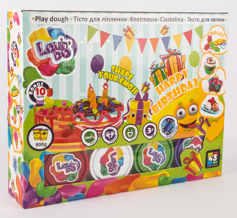 К-Т Пластелин Честит Рожден Ден 680 Гр 20 Цвята С ПресаФорми И Инструкция 36Х29Х7 См С Дръжка 43 Части На Растителна Основа - Умения И Творчество - TheSmileOfYourBaby - BebeMama