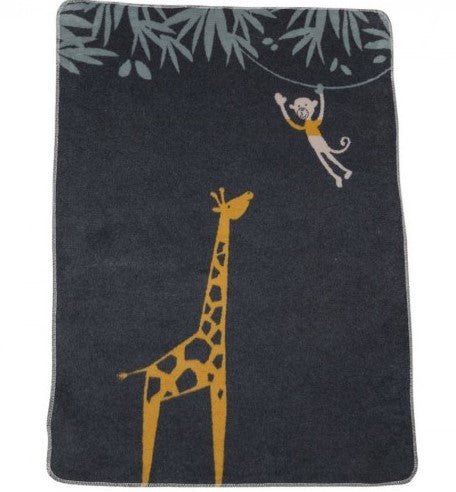 Детско Одеяло David Fussenegger - Maja 75Х100 Жираф И Маймунка Сиво - Одеяла - David Fussenegger - BebeMama