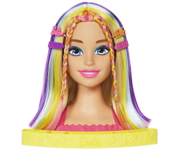 Кукла Barbie - Глава На Барби За Оформяне На Прически С Неонови Кичури - Кукли И Аксесоари - Barbie - BebeMama