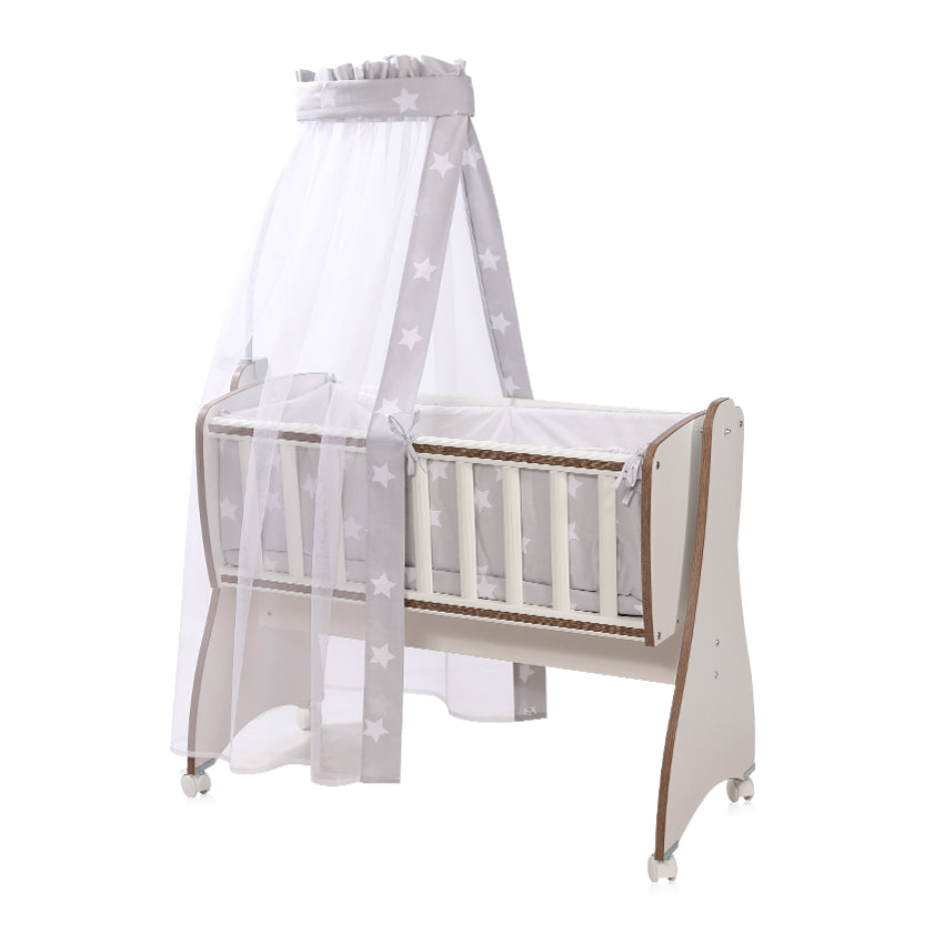 Сет За Люлка First Dreams Ранфорс Сиви Звезди --- BebeMama